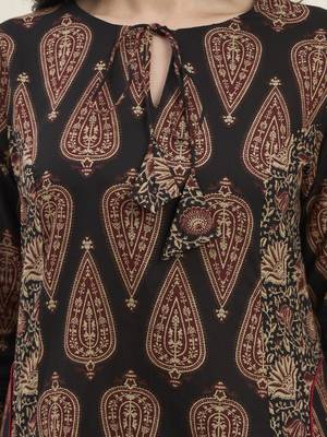 black cotton kalidaar style kurta pant dupatta set 4