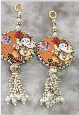 handmade lord ganesha pearl door hanging latkan decorative tassel for home decor festive decoration (pack of 2) 1