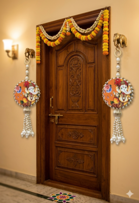 handmade lord ganesha pearl door hanging latkan decorative tassel for home decor festive decoration (pack of 2) 2