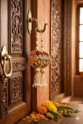 handmade lord ganesha pearl door hanging latkan decorative tassel for home decor festive decoration (pack of 2) 3