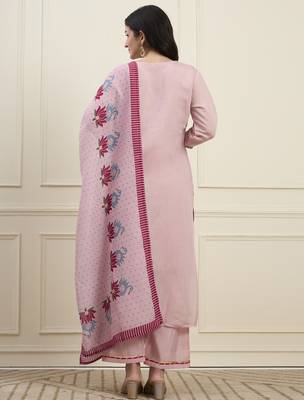 pink mal chanderi lining kurta dupatta pant set 3
