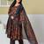 navy blue anarkali cotton floral maternity wear kurta trouser dupatta set