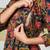 navy blue anarkali cotton floral maternity wear kurta trouser dupatta set