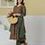 Yufta green anarkali pure cotton floral maternity wear kurta trouser dupatta set