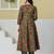 Yufta green anarkali pure cotton floral maternity wear kurta trouser dupatta set