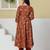 red anarkali cotton floral maternity wear kurta trouser dupatta set