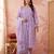 Yufta lavender cotton floral print anarkali kurta dupatta pant set