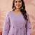 Yufta lavender cotton floral print anarkali kurta dupatta pant set