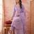 Yufta lavender cotton floral print anarkali kurta dupatta pant set