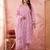 pink cotton floral print anarkali kurta dupatta pant set