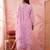 pink cotton floral print anarkali kurta dupatta pant set
