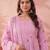 pink cotton floral print anarkali kurta dupatta pant set
