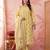 yellow cotton floral print anarkali kurta dupatta pant set