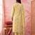yellow cotton floral print anarkali kurta dupatta pant set