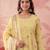 yellow cotton floral print anarkali kurta dupatta pant set