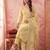yellow cotton floral print anarkali kurta dupatta pant set
