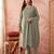 Yufta green cotton floral print anarkali kurta dupatta pant set