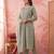 Yufta green cotton floral print anarkali kurta dupatta pant set