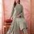 Yufta green cotton floral print anarkali kurta dupatta pant set