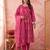 pink cotton kantha work sequins work anarkali kurta dupatta pant set