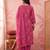 pink cotton kantha work sequins work anarkali kurta dupatta pant set