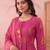 pink cotton kantha work sequins work anarkali kurta dupatta pant set