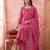 pink cotton kantha work sequins work anarkali kurta dupatta pant set
