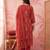 rust cotton kantha work sequins work anarkali kurta dupatta pant set