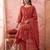 rust cotton kantha work sequins work anarkali kurta dupatta pant set
