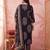 Yufta black straight pure cotton kantha work kurta trouser dupatta set