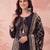 Yufta black straight pure cotton kantha work kurta trouser dupatta set