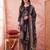 Yufta black straight pure cotton kantha work kurta trouser dupatta set