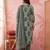 green straight cotton floral sequins work kurta trouser dupatta set