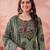 green straight cotton floral sequins work kurta trouser dupatta set