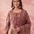 peach straight cotton floral sequins work kurta trouser dupatta set