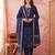 Yufta blue straight pure cotton floral sequins work kurta trouser dupatta set