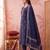 Yufta blue straight pure cotton floral sequins work kurta trouser dupatta set