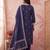 Yufta blue straight pure cotton floral sequins work kurta trouser dupatta set