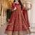 Dark orange cosmo silk  party wear embroidery anarkali  suit set