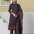 navy blue floral a-line sequins work kurta and trouser with dupatta set