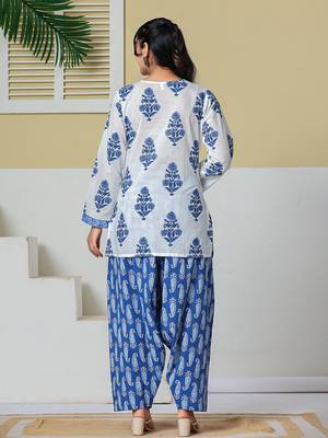 white cotton straight short kurta farsi salwar set 3