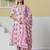 Yufta pink cotton kalidaar style kurta pant dupatta set