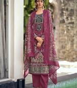  magenta lawn cotton digital printed dress material