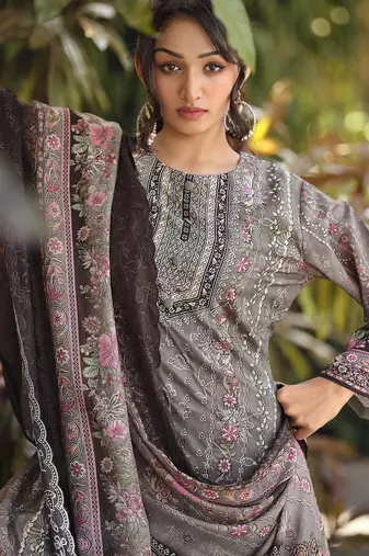 grey lawn cotton digital printed dress material