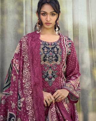  magenta lawn cotton digital printed dress material 2