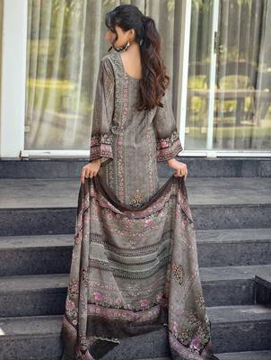 grey lawn cotton digital printed dress material 3