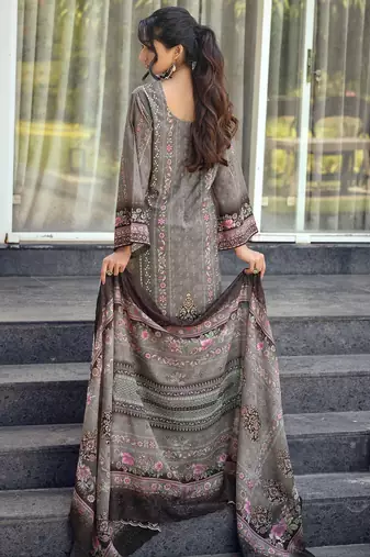 grey lawn cotton digital printed dress material