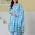 blue cotton maternity kurta pant with dupatta set
