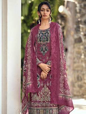  magenta lawn cotton digital printed dress material 4