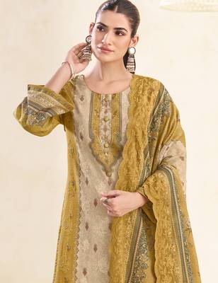  mustard lawn cotton digital printed dress material 2